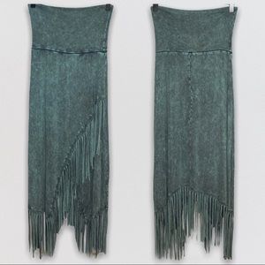 TParty Faux Wrap Fringe Western Boho Tie Dye Skirt